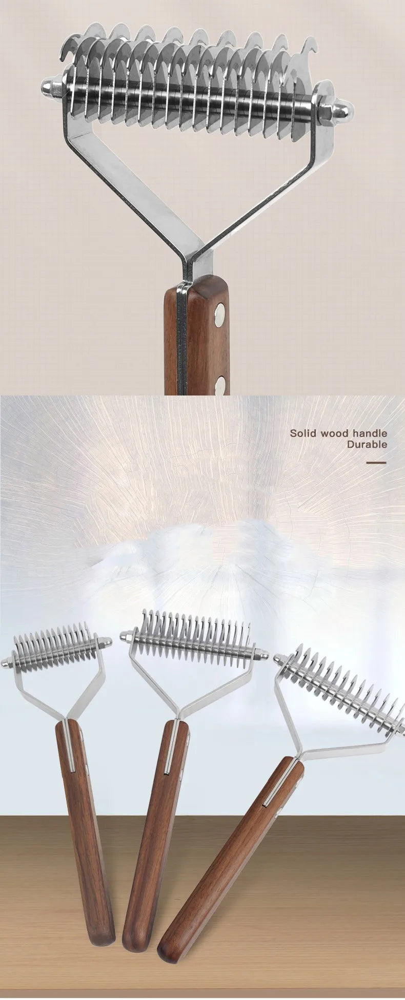 Double-Sided Wooden Pet Grooming Comb