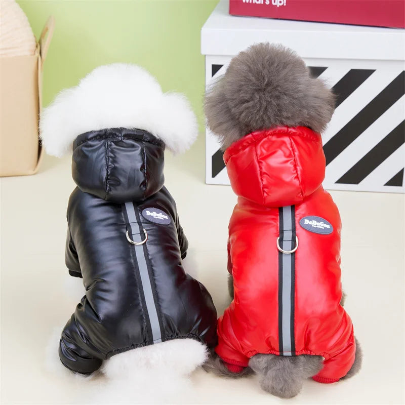 Mono de Algodón Acogedor para Perro con Capucha Impermeable