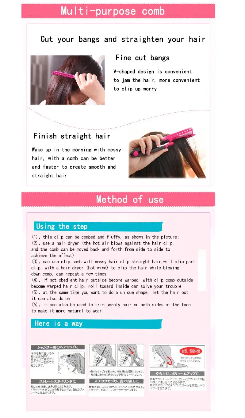 Folding V-Shaped Detangling Comb for Hair Styling