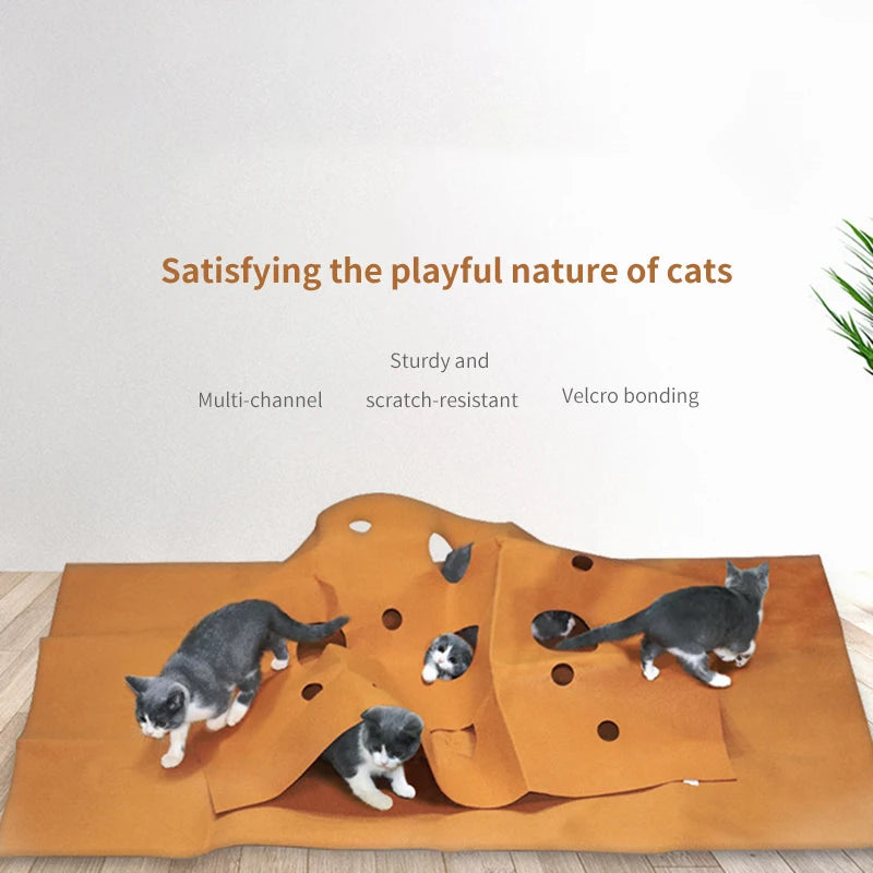 Foldable Cat Play Tunnel & Activity Mat