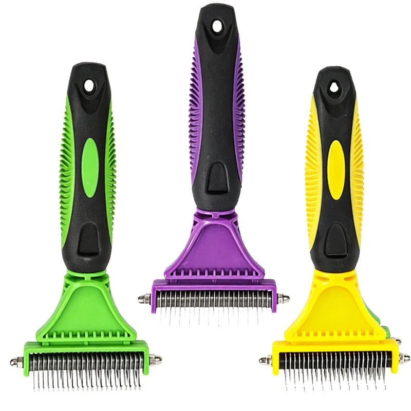 Double-Sided Pet Grooming Comb for Detangling and Shedding