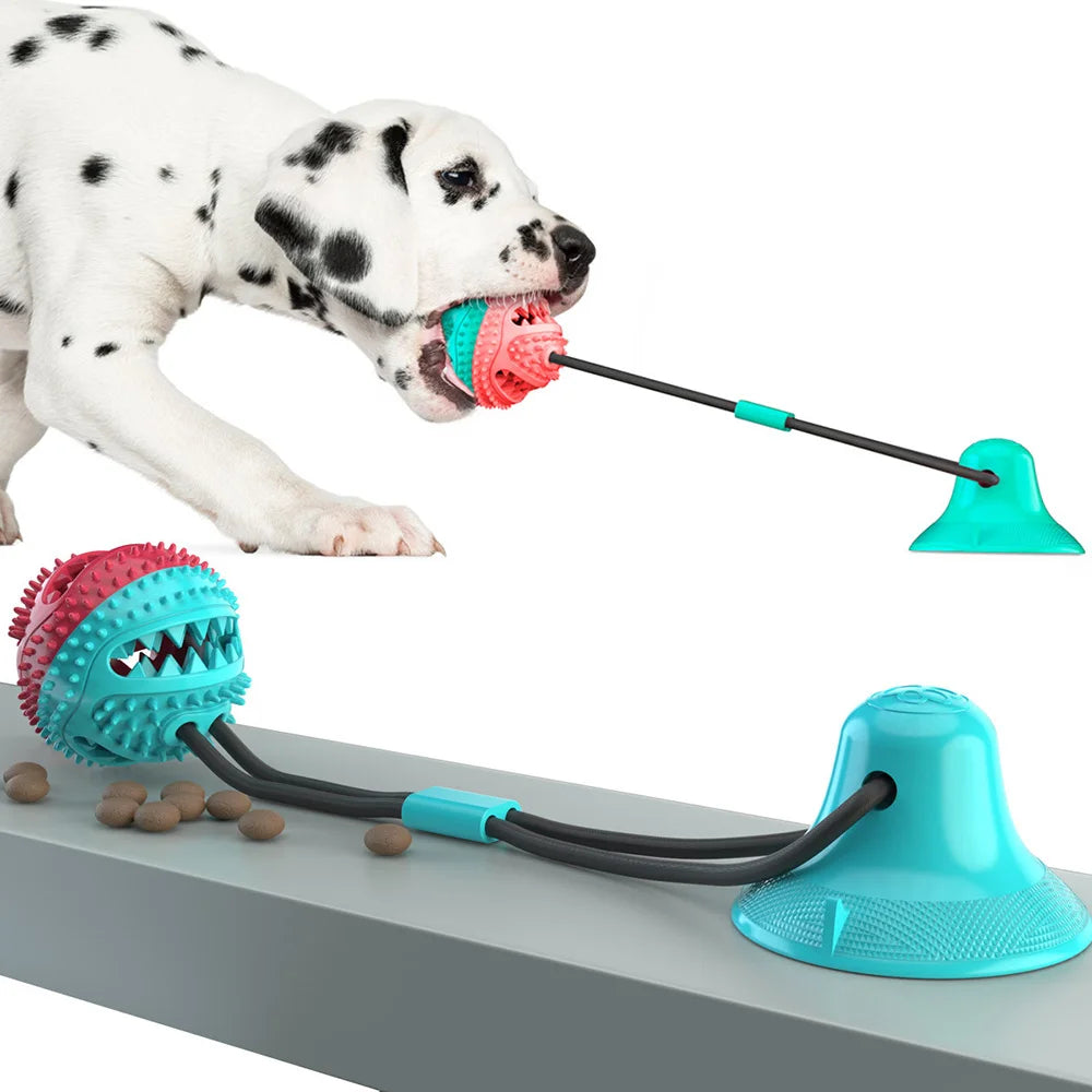 Suction Cup Interactive Dog Ball Toy with Treat Dispenser