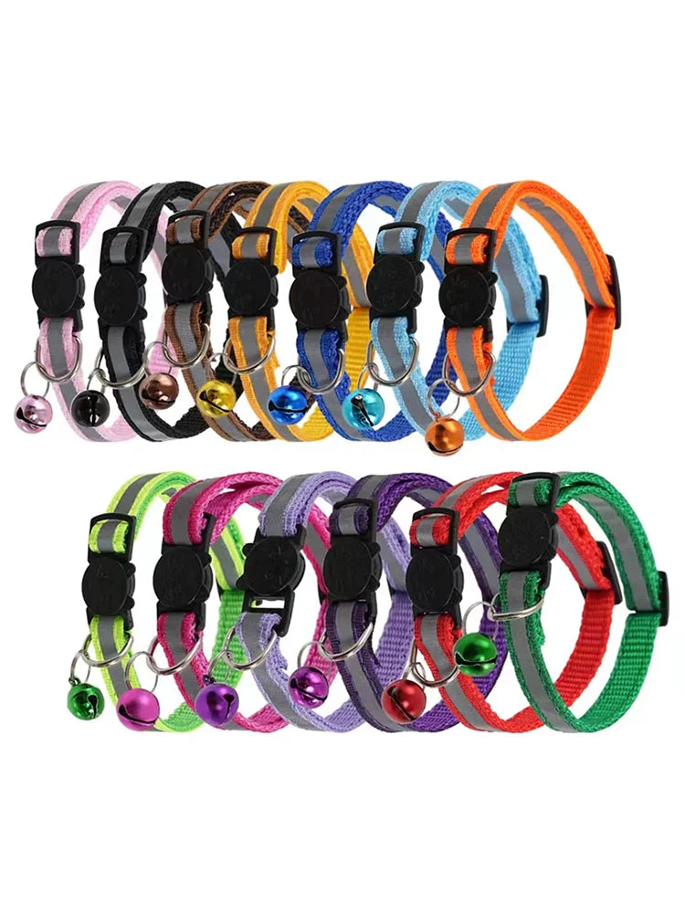 Reflective Cat Head Pet Collar with Bell for Cats and Small Dogs