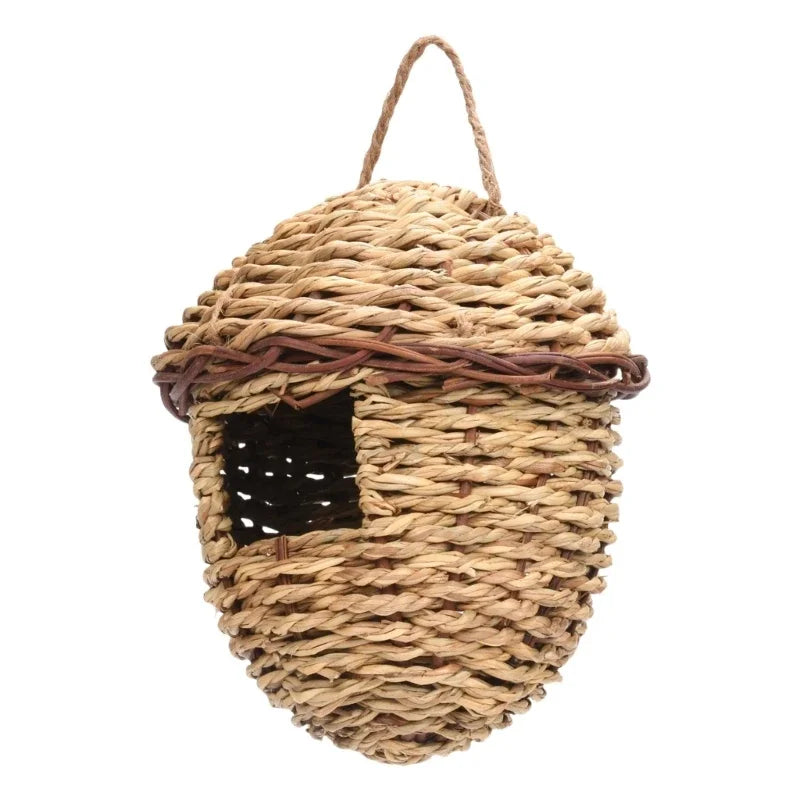 Handwoven Natural Grass Hanging Bird Nest for Small Birds