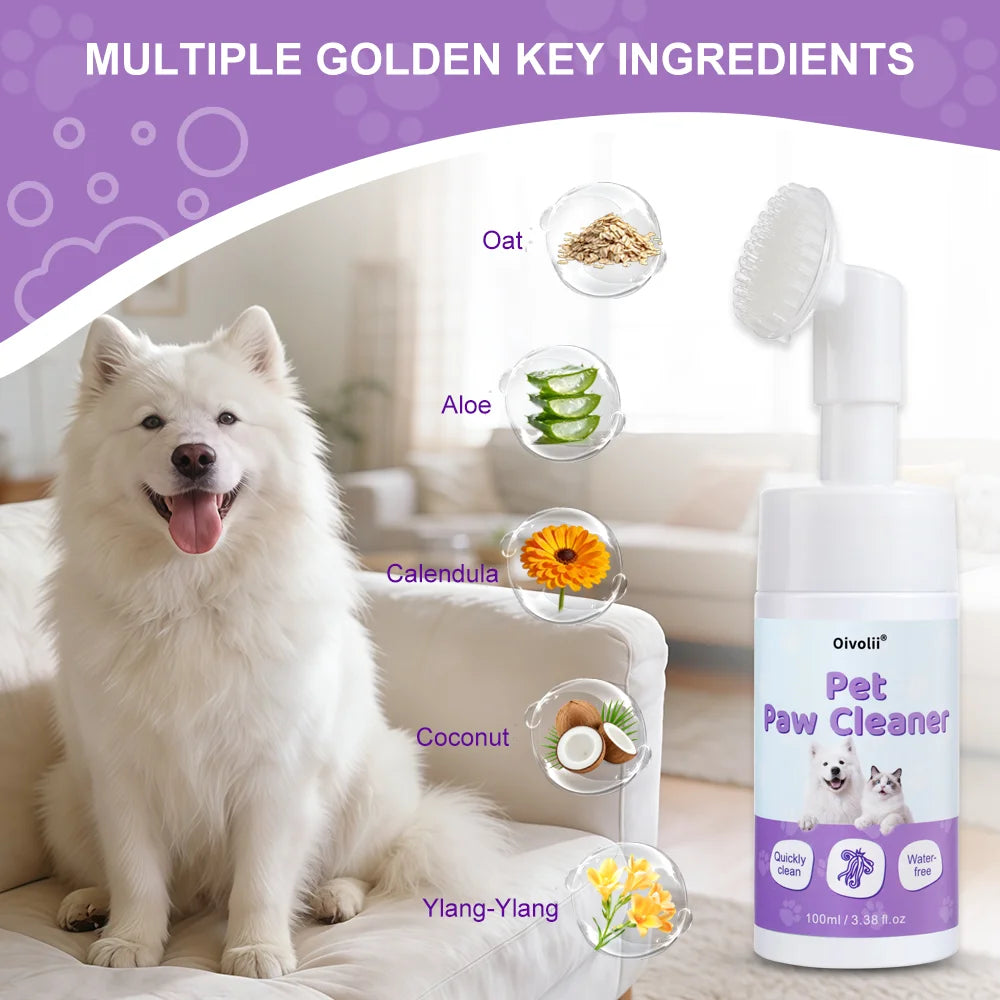 Waterless Paw Foam Cleaner with Built-In Silicone Brush