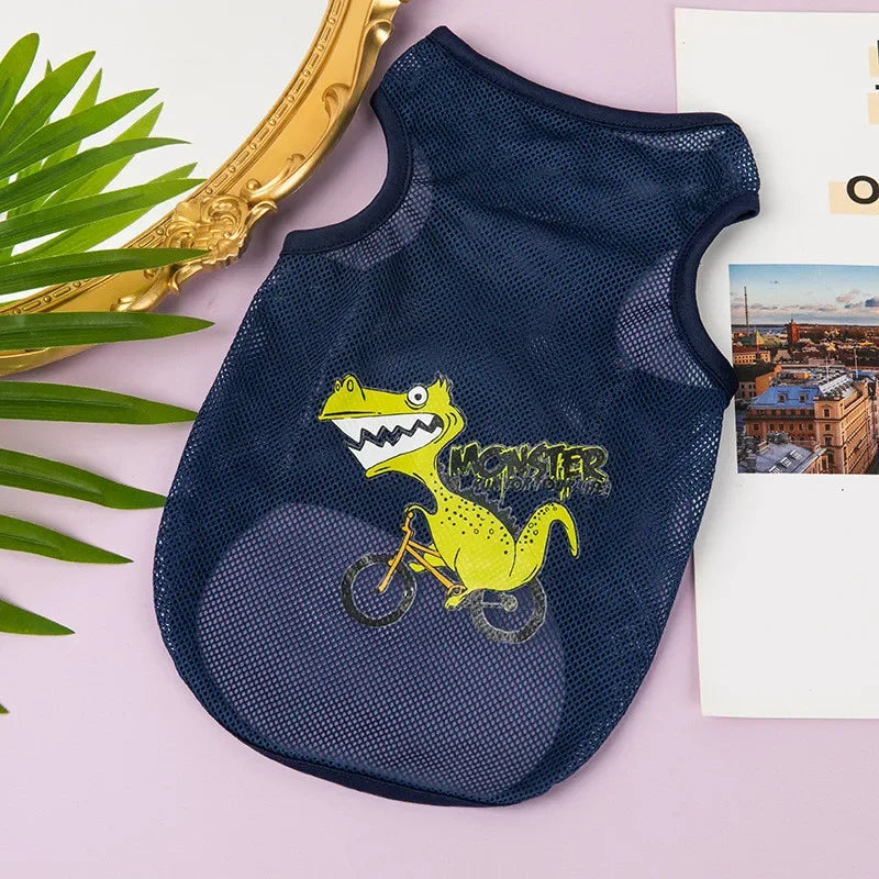 Breathable Mesh Pet Vest with Cute Cartoon Print