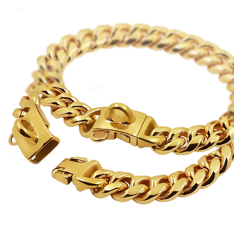 Stainless Steel Cuban Link Dog Collar