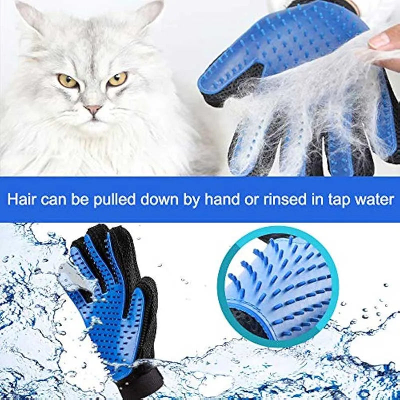 Pet Hair Remover Gloves – Dog & Cat Grooming Brush