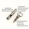 A chromed metal card position nut used to adjust the volume of a flute-playing dog whistle.