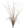 A bunch of fine, grass-like plant stalks in shades of green and pink arranged for garden decoration.