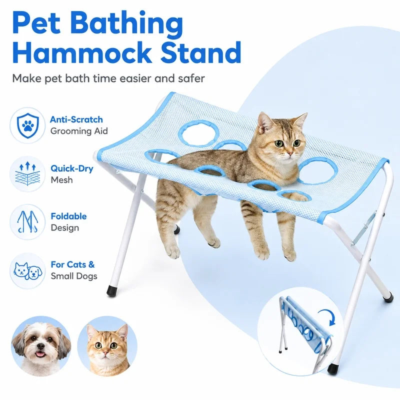 Pet Grooming Hammock with Stand – Anti-Bite Restraint for Dogs & Cats