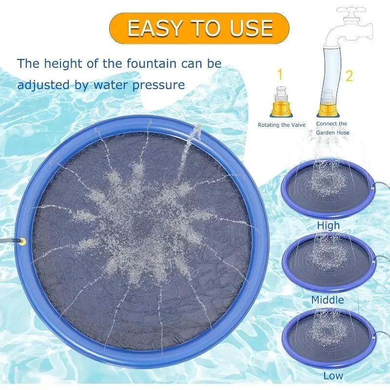 Inflatable Pet Splash Pad with Non-Slip Cooling Surface
