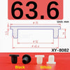 Black and white silicone rubber hole plugs shown with dimensions for sealing