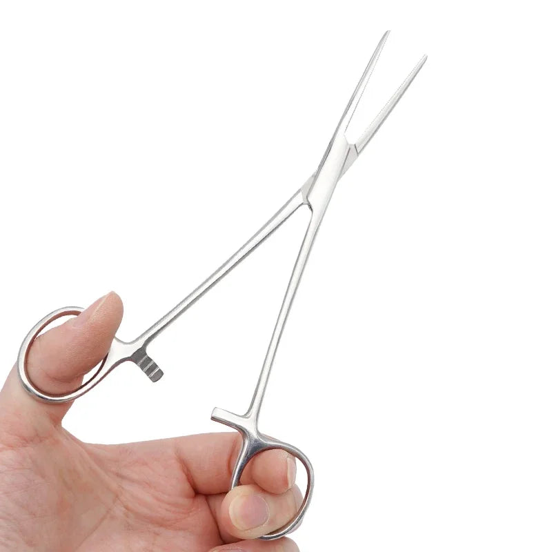 Stainless Steel Pet Grooming Tweezers with Curved Tip