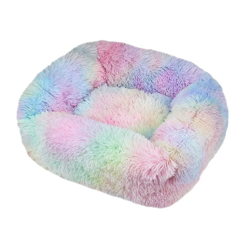 Lit carré en peluche de luxe pour chien