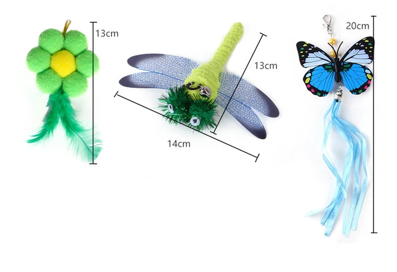 Interactive Feather Cat Teaser Wand with Suction Cup Base