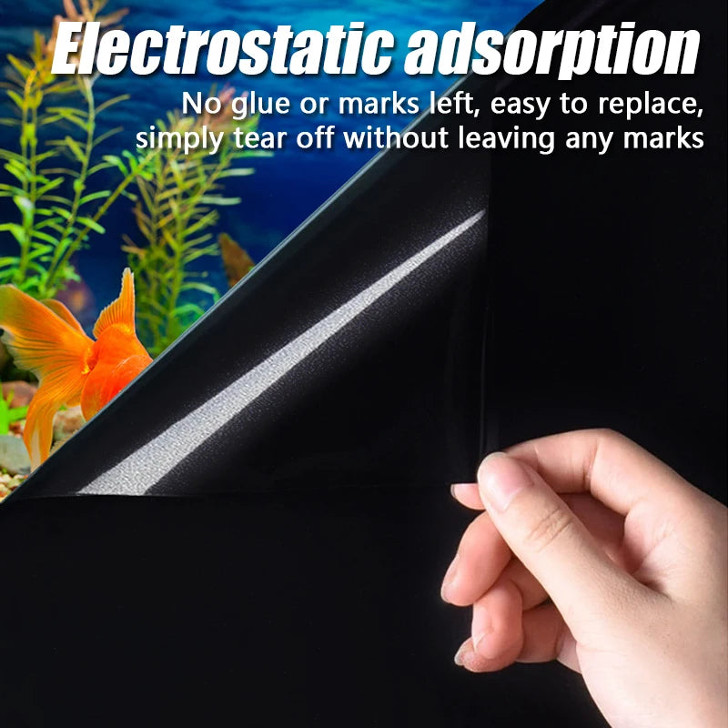 Electrostatic Aquarium Background Film – Matte Black, Water-Activated