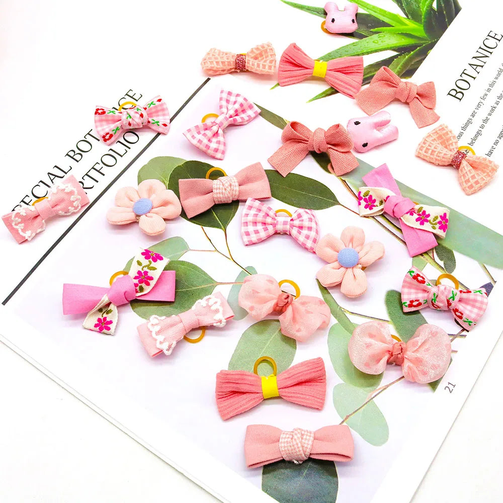 Pink Bow Hair Clips for Small Dogs - Pet Grooming Accessories (10 Pack)