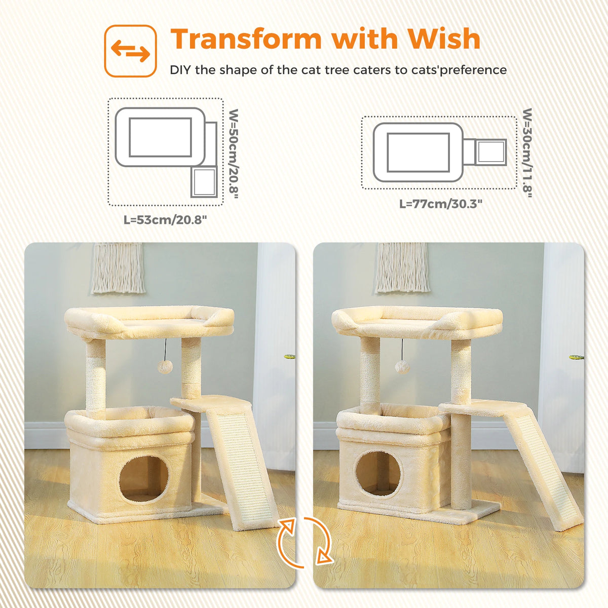 Compact Cat Tree Tower with Sisal Scratching Posts and Cozy Perches