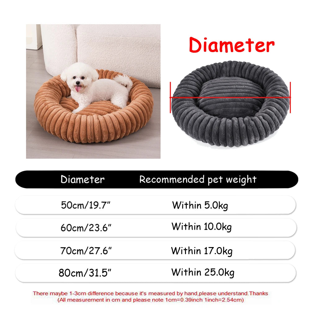 Cozy Plush Round Pet Bed for Dogs and Cats