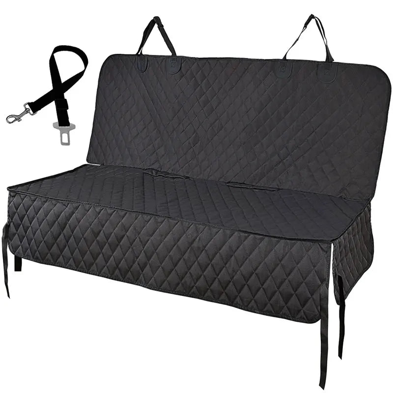 Housse de siège auto imperméable noire pour chien avec accoudoir, vue de dessus