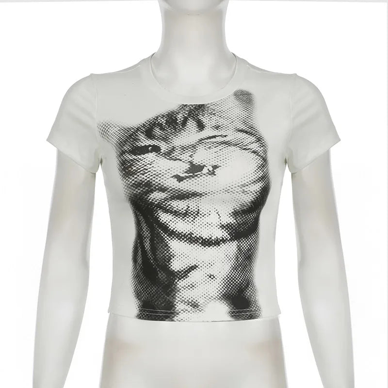 Top Crop con Estampado Animal