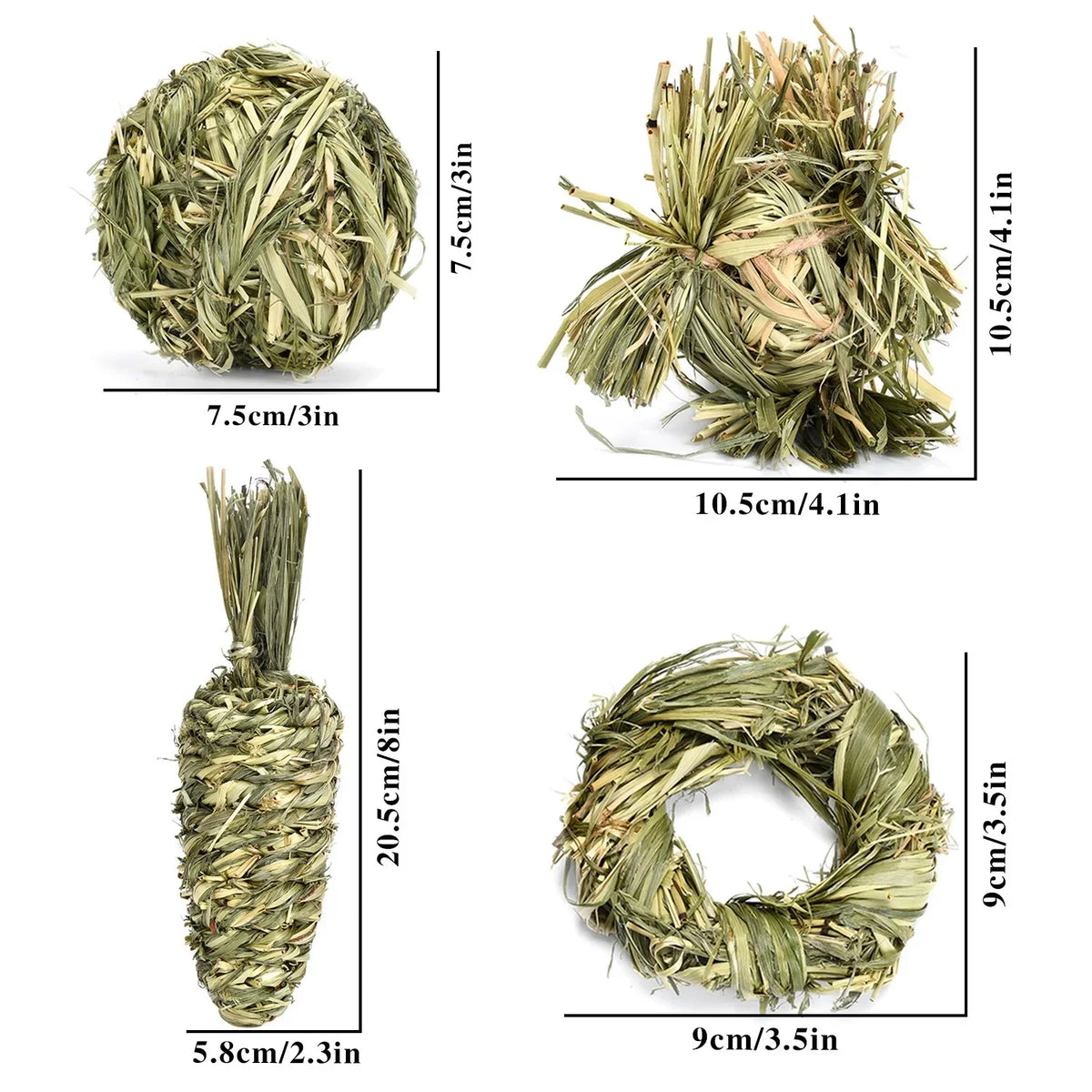 Natural Woven Grass Chew Balls for Rabbits and Small Pets