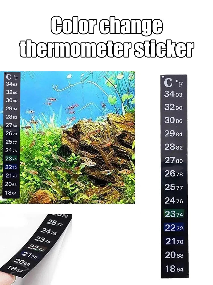 Farbumwandlungsthermometer-Aufkleber mit Temperaturmessungen auf einem Streifen für die Aquariumnutzung
