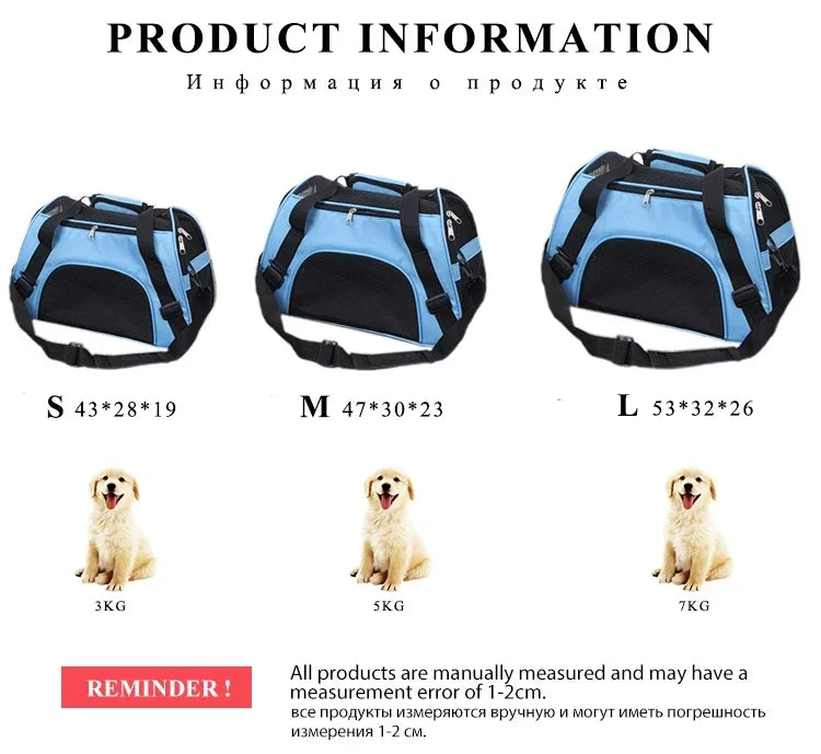 Portable Dog and Cat Carrier Bag with Breathable Mesh