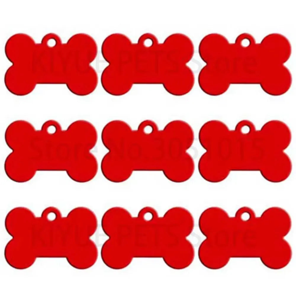 Red bone-shaped dog ID tags