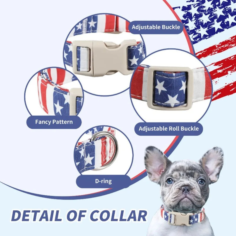 Soft Cotton Patriotic Dog Collar