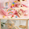 L-Shaped Wooden Hamster Platform with Stairs