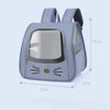 A light blue breathable pet carrier backpack for cats and small dogs shown from the front.