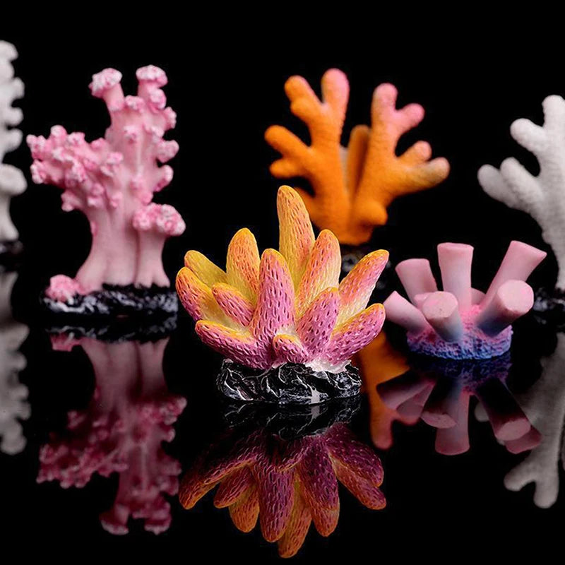 Artificial Coral Reef Aquarium Decoration with Starfish