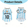 Argentina football jersey for dogs and cats showing the back and front views