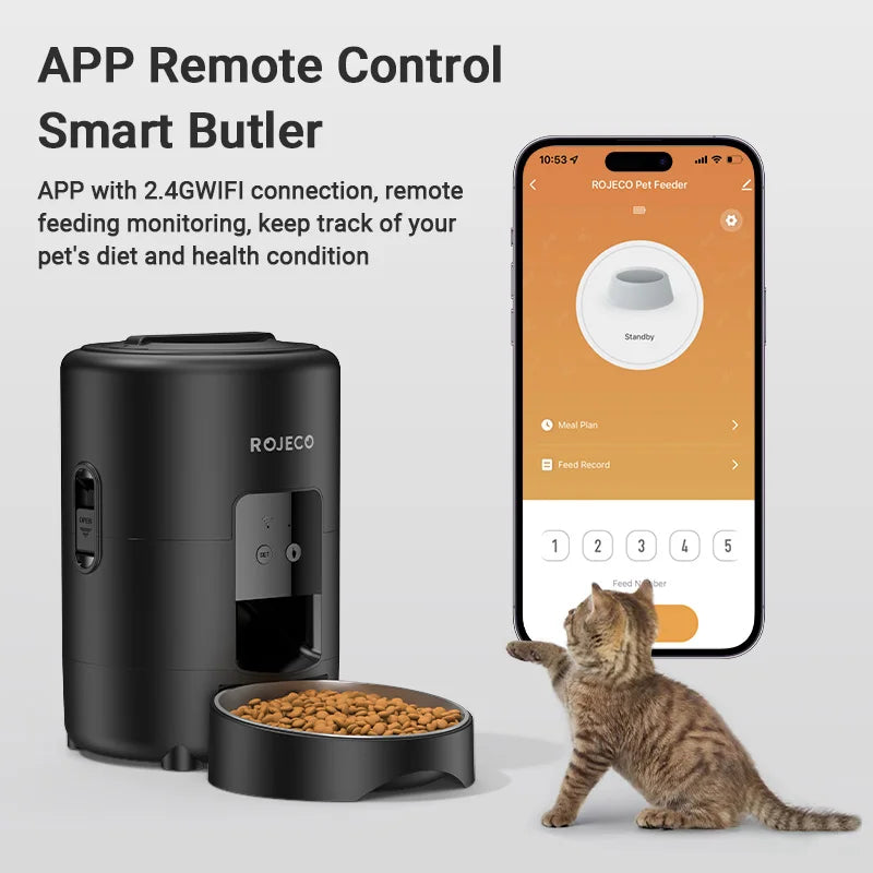 Dispensador de comida para mascotas con Wi-Fi y control por app