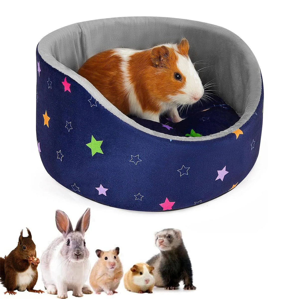 Cozy Fleece Hideout Bed for Small Pets with Removable Cushion