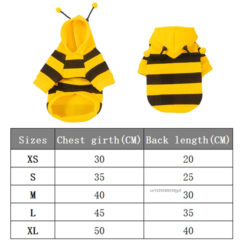 Adorable Bee Pet Hoodie for Small Dogs and Cats