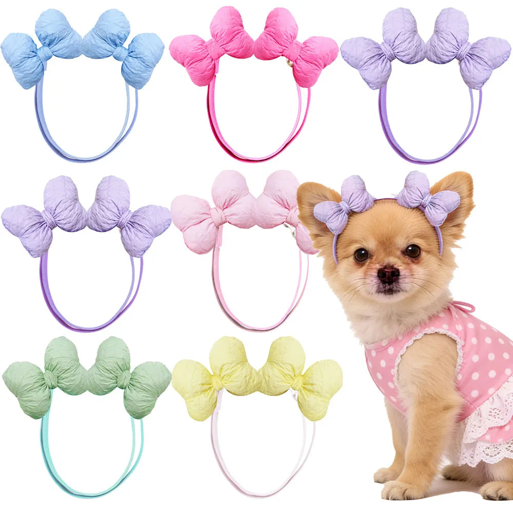 Handmade Pet Hair Bows – Adjustable Multi-Style Cloth Bows for Dogs and Cats