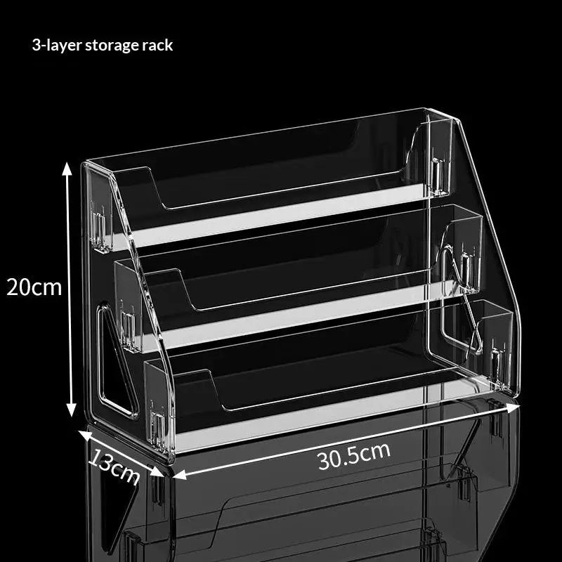 Clear Acrylic Display Stand with Slanted Tiers for Business Cards, Brochures & Cosmetics