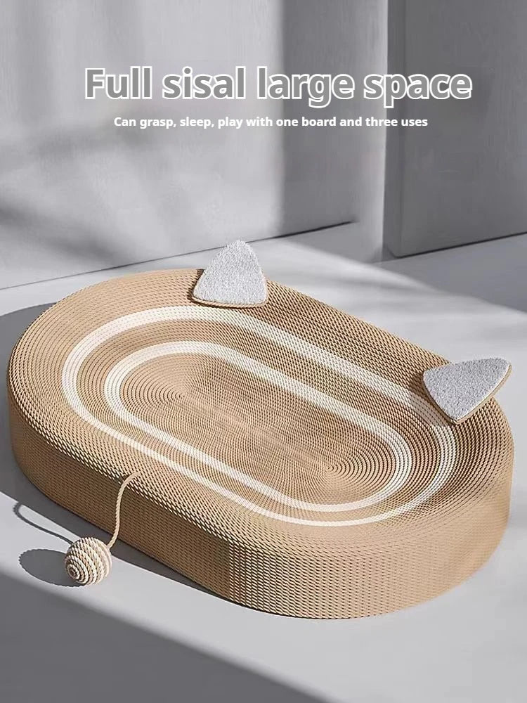 Oval Sisal Cat Scratcher Pad with Comfortable Resting Surface