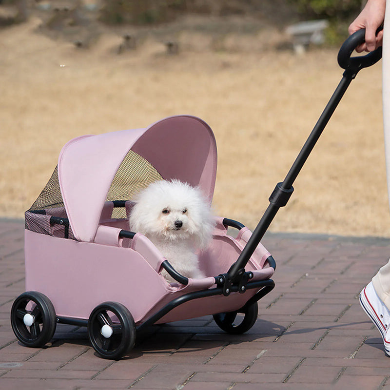 Foldable Pet Stroller with Sun Canopy