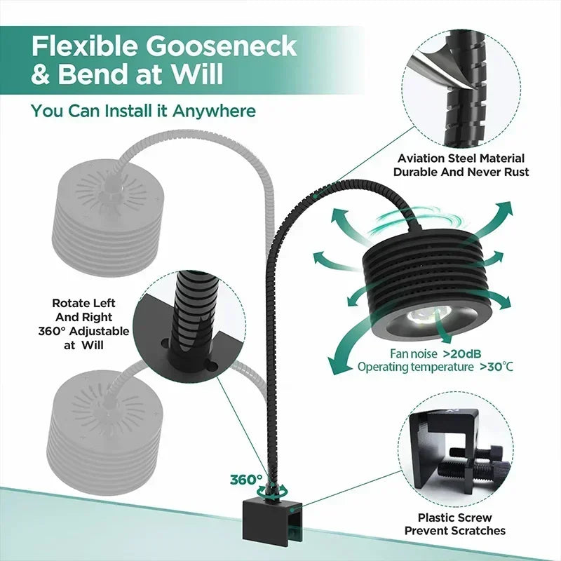 Lominie LED Aquarium Light for Planted Tanks with Gooseneck