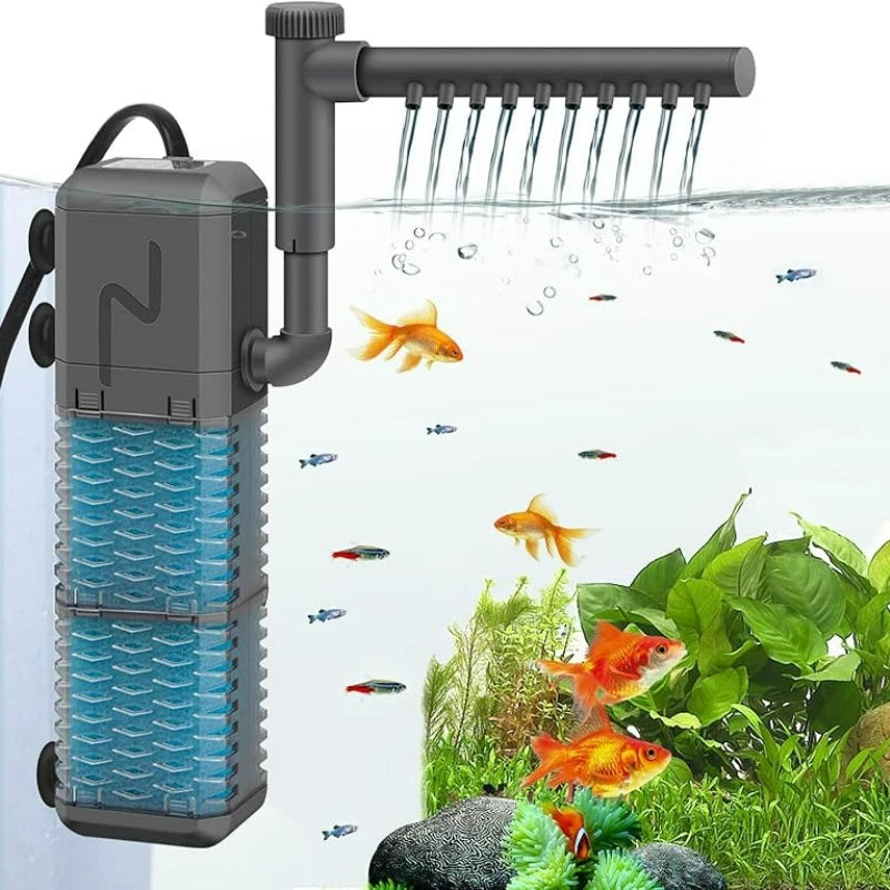3-in-1 Silent Aquarium Filter with Wave Maker and Oxygenation