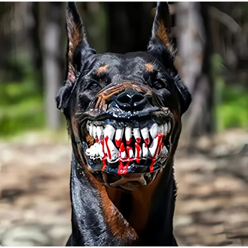 Scary Dog Muzzle Costume Mask with Fake Teeth