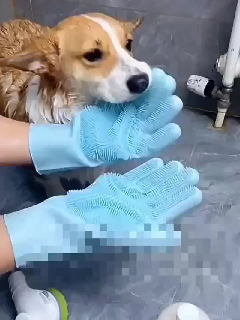 Gants de toilettage en silicone pour animaux