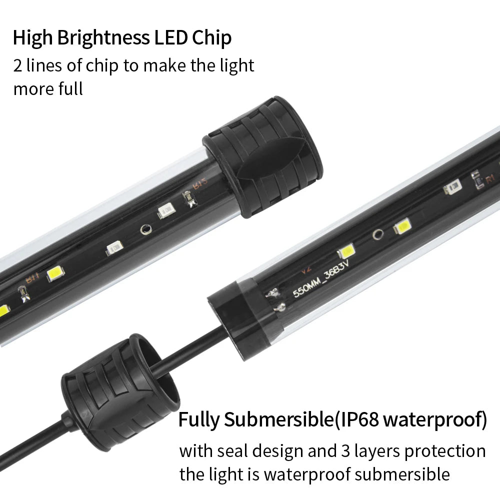 High Brightness LED Chip light strip with a submersible connector for aquarium use