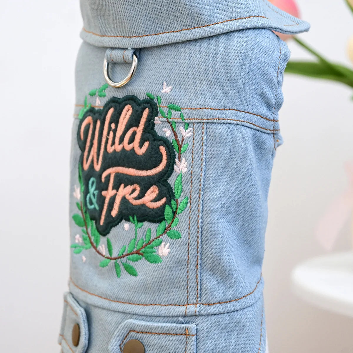 Charming Denim Jacket for Small Dogs with Playful Prints