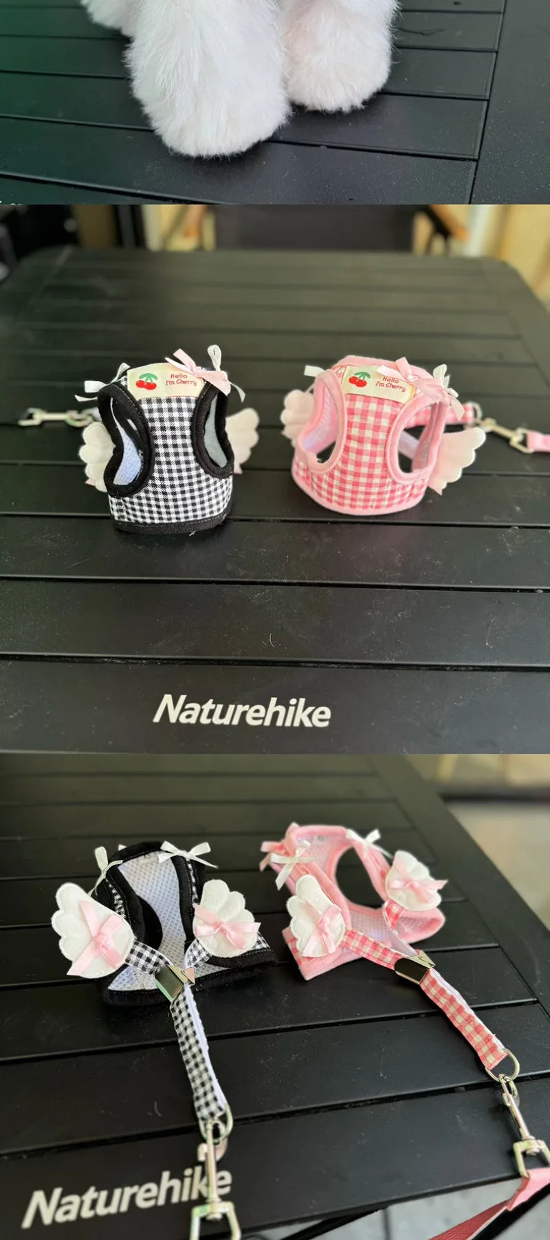 Hundegeschirr- und Leinen-Set mit Erdbeer-Motiv