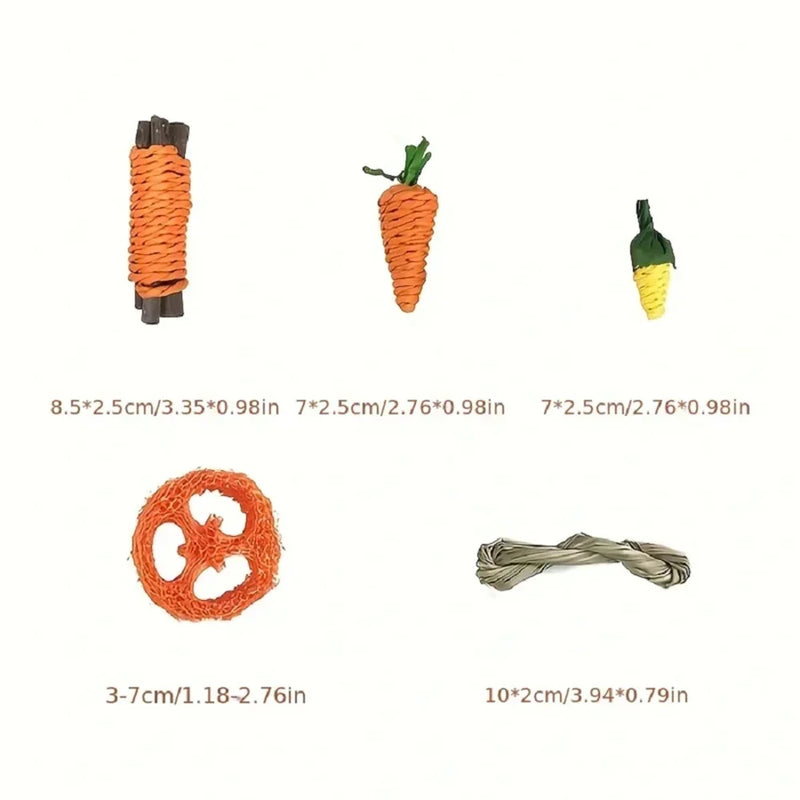 9-Piece Small Pet Chew Toy Set for Rabbits and Hamsters